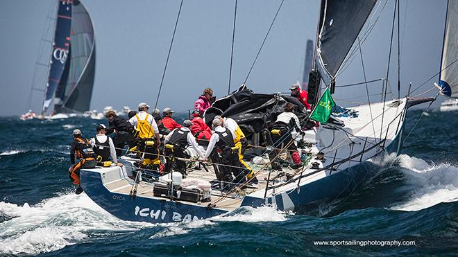 Ichi Ban get the Number One headsail below and set course for Hobart - 2016 Rolex Sydney Hobart Yacht Race © Beth Morley - Sport Sailing Photography http://www.sportsailingphotography.com